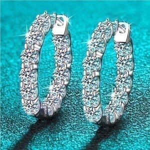 Certified 2.6 ctw Moissanite Diamond Inside Out Hoop Earrings
